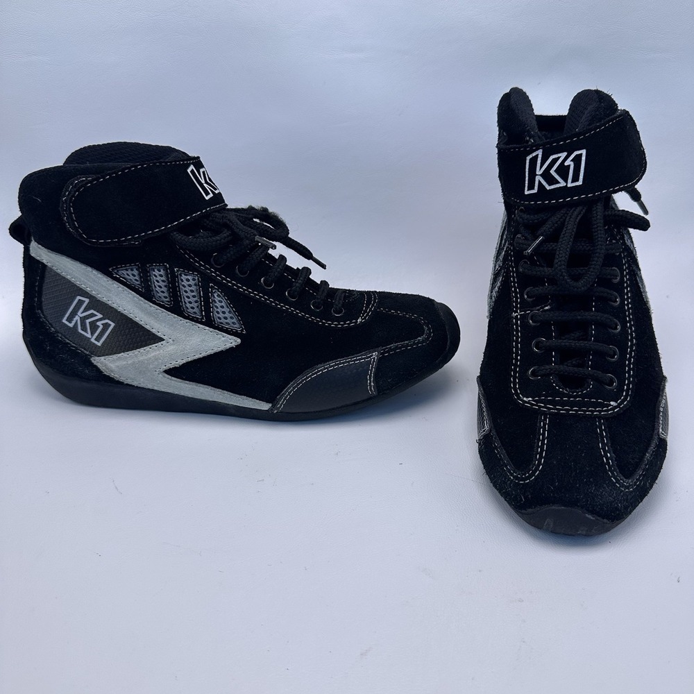 K1 RaceGear Black Race Shoes Boys/womens‎ Size 8 US 39 EU Kart Racing